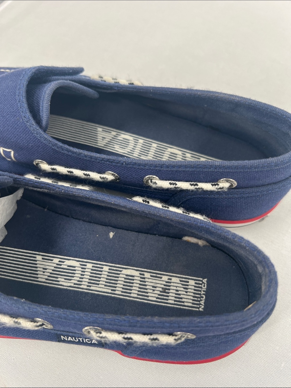 Nautica Navy Canvas Slip-On Boat Shoes with Red Accent - Picture 4 of 6